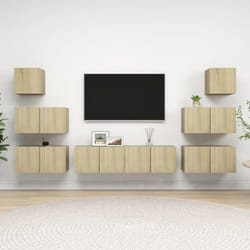 vidaXL TV Cabinet Set 8 Piece Sonoma Oak Engineered Wood Hanging TV Cabinet