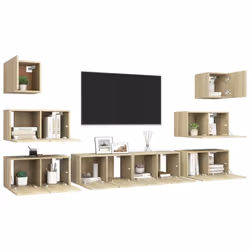 vidaXL TV Cabinet Set 8 Piece Sonoma Oak Engineered Wood Hanging TV Cabinet