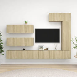 vidaXL TV Cabinet Set 7 Piece Sonoma Oak Engineered Wood Hanging TV Cabinet