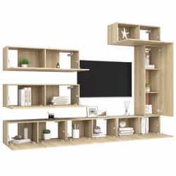 vidaXL TV Cabinet Set 7 Piece Sonoma Oak Engineered Wood Hanging TV Cabinet