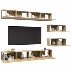 vidaXL TV Cabinet Set 6 Piece Sonoma Oak Engineered Wood Hanging TV Stand