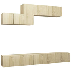 vidaXL TV Cabinet Set 6 Piece Sonoma Oak Engineered Wood Hanging TV Stand
