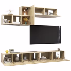 vidaXL TV Cabinet Set 6 Piece Sonoma Oak Engineered Wood Hanging TV Stand