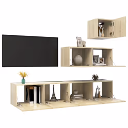 vidaXL TV Cabinet Set 4 Piece Sonoma Oak Engineered Wood Home TV Unit Stand - Additional view 2