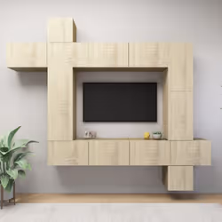 vidaXL TV Cabinet Set 9 Piece Sonoma Oak Engineered Wood Hanging TV Cabinet