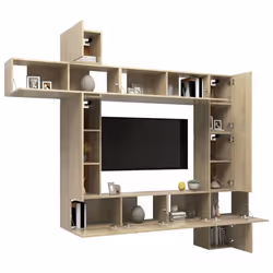 vidaXL TV Cabinet Set 9 Piece Sonoma Oak Engineered Wood Hanging TV Cabinet