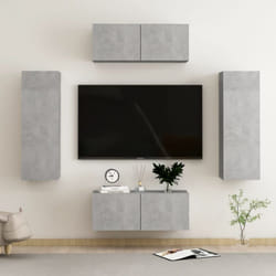 vidaXL TV Cabinet Set 4 Piece Concrete Grey Engineered Wood Hanging TV Stand