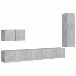 vidaXL TV Cabinet Set 4 Piece Concrete Grey Engineered Wood Hanging TV Cabinet
