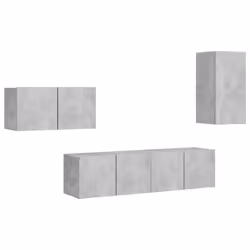 vidaXL TV Cabinet Set 4 Piece Concrete Grey Engineered Wood Hanging TV Cabinet