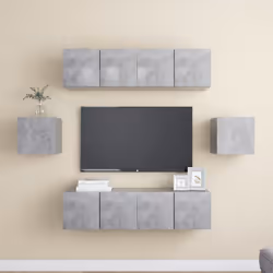 vidaXL TV Cabinet Set 6 Piece Concrete Grey Engineered Wood Hanging TV Unit