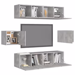 vidaXL TV Cabinet Set 6 Piece Concrete Grey Engineered Wood Hanging TV Unit