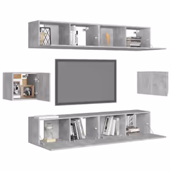 vidaXL TV Cabinet Set 6 Piece Concrete Grey Engineered Wood Hanging TV Stand