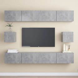 vidaXL TV Cabinet Set 6 Piece Concrete Grey Engineered Wood Hanging TV Stand