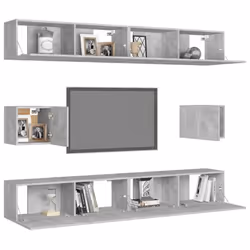 vidaXL TV Cabinet Set 6 Piece Concrete Grey Engineered Wood Hanging TV Stand