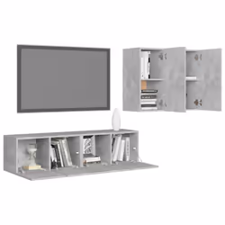 vidaXL TV Cabinet Set 4 Piece Concrete Grey Chipboard Home Furniture TV Stand - Additional view 2