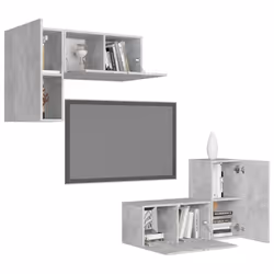 vidaXL TV Cabinet Set 4 Piece Concrete Grey Chipboard Home Furniture TV Stand - Additional view 2