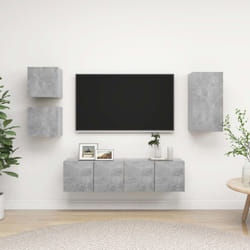 vidaXL TV Cabinet Set 5 Piece Concrete Grey Engineered Wood Hanging TV Stand