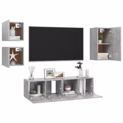 vidaXL TV Cabinet Set 5 Piece Concrete Grey Engineered Wood Hanging TV Stand