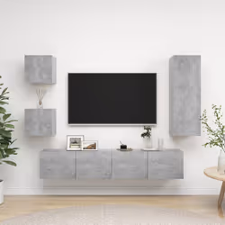 vidaXL TV Cabinet Set 5 Piece Concrete Grey Engineered Wood Hanging TV Unit