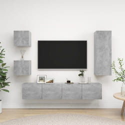 vidaXL TV Cabinet Set 5 Piece Concrete Grey Engineered Wood Hanging TV Unit