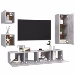 vidaXL TV Cabinet Set 5 Piece Concrete Grey Engineered Wood Hanging TV Unit