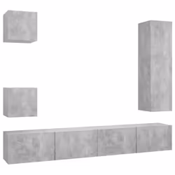 vidaXL TV Cabinet Set 5 Piece Concrete Grey Engineered Wood Hanging TV Unit