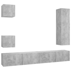 vidaXL TV Cabinet Set 5 Piece Concrete Grey Engineered Wood Hanging TV Unit