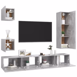 vidaXL TV Cabinet Set 5 Piece Concrete Grey Engineered Wood Hanging TV Unit