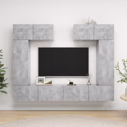 vidaXL TV Cabinet Set 6 Piece Concrete Grey Engineered Wood Hanging TV Unit