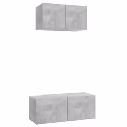 vidaXL TV Cabinet Set 2 Piece Concrete Grey Engineered Wood Hanging TV Unit