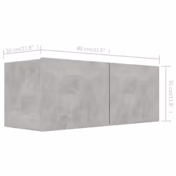 vidaXL TV Cabinet Set 2 Piece Concrete Grey Engineered Wood Hanging TV Unit
