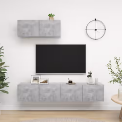 vidaXL 3x TV Cabinets Concrete Grey Engineered Wood Home Hanging TV Stand