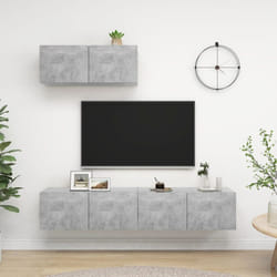 vidaXL 3x TV Cabinets Concrete Grey Engineered Wood Home Hanging TV Stand