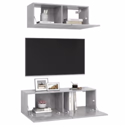 vidaXL TV Cabinet Set 2 Piece Concrete Grey Engineered Wood Hanging TV Unit