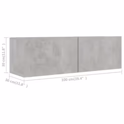 vidaXL TV Cabinet Set 2 Piece Concrete Grey Engineered Wood Hanging TV Unit - Additional view 6