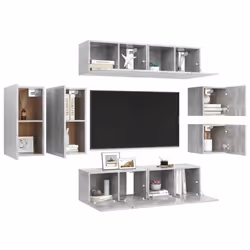vidaXL TV Cabinet Set 8 Piece Concrete Grey Chipboard Furniture TV Hifi Set - Additional view 2