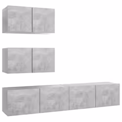 vidaXL TV Cabinet Set 4 Piece Concrete Grey Engineered Wood Hanging TV Cabinet