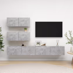 vidaXL TV Cabinet Set 4 Piece Concrete Grey Engineered Wood Hanging TV Cabinet