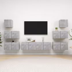 vidaXL TV Cabinet Set 8 Piece Concrete Grey Engineered Wood Hanging TV Cabinet