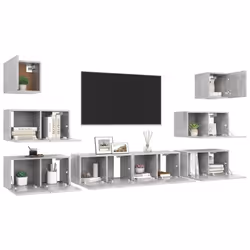 vidaXL TV Cabinet Set 8 Piece Concrete Grey Engineered Wood Hanging TV Cabinet