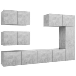 vidaXL TV Cabinet Set 6 Piece Concrete Grey Engineered Wood Hanging TV Cabinet
