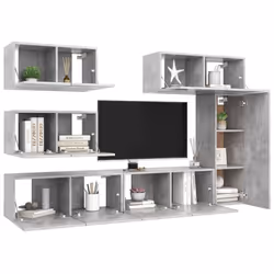 vidaXL TV Cabinet Set 6 Piece Concrete Grey Engineered Wood Hanging TV Cabinet