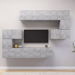 vidaXL TV Cabinet Set 8 Piece Concrete Grey Engineered Wood Hanging TV Unit