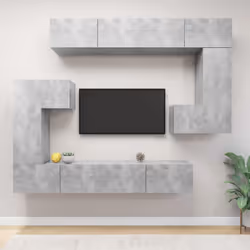 vidaXL TV Cabinet Set 8 Piece Concrete Grey Engineered Wood Hanging TV Unit