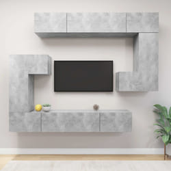 vidaXL TV Cabinet Set 8 Piece Concrete Grey Engineered Wood Hanging TV Unit