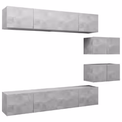 vidaXL TV Cabinet Set 6 Piece Concrete Grey Engineered Wood Hanging TV Unit