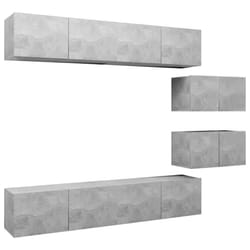vidaXL TV Cabinet Set 6 Piece Concrete Grey Engineered Wood Hanging TV Unit