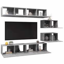 vidaXL TV Cabinet Set 6 Piece Concrete Grey Engineered Wood Hanging TV Unit