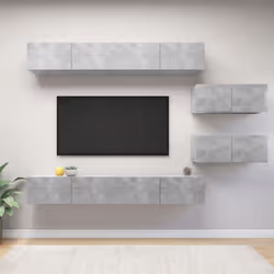 vidaXL TV Cabinet Set 6 Piece Concrete Grey Engineered Wood Hanging TV Unit