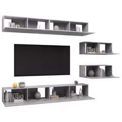 vidaXL TV Cabinet Set 6 Piece Concrete Grey Engineered Wood Hanging TV Unit